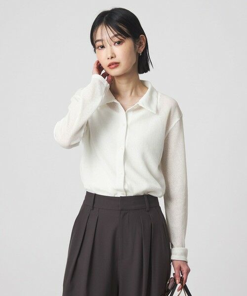 green label relaxing / グリーンレーベル リラクシング カーディガン・ボレロ | シアー サーマル ポロカーディガン | 詳細1