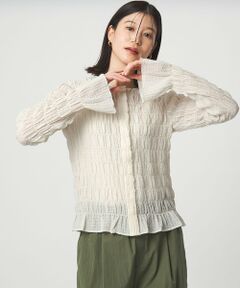 green label relaxing / グリーンレーベル リラクシング カーディガン・ボレロ | 【WEB限定】＜at ease＞シアー サッカーライク クルーネック カーディガン