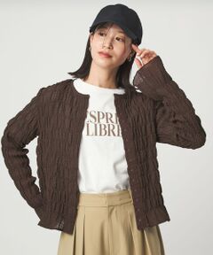 green label relaxing / グリーンレーベル リラクシング カーディガン・ボレロ | 【WEB限定】＜at ease＞シアー サッカーライク クルーネック カーディガン