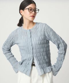 green label relaxing / グリーンレーベル リラクシング カーディガン・ボレロ | 【WEB限定】＜at ease＞シアー サッカーライク クルーネック カーディガン