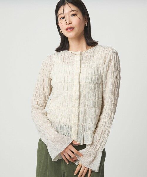 green label relaxing / グリーンレーベル リラクシング カーディガン・ボレロ | 【WEB限定】＜at ease＞シアー サッカーライク クルーネック カーディガン | 詳細2