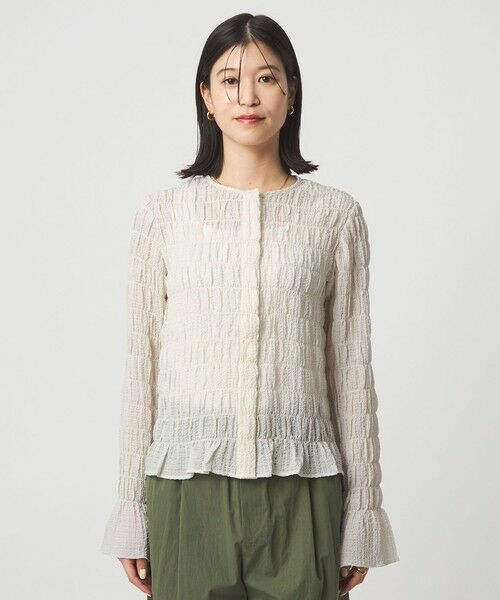 green label relaxing / グリーンレーベル リラクシング カーディガン・ボレロ | 【WEB限定】＜at ease＞シアー サッカーライク クルーネック カーディガン | 詳細5