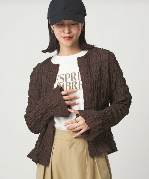 green label relaxing / グリーンレーベル リラクシング カーディガン・ボレロ | 【WEB限定】＜at ease＞シアー サッカーライク クルーネック カーディガン | 詳細13