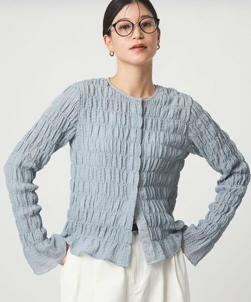 green label relaxing / グリーンレーベル リラクシング カーディガン・ボレロ | 【WEB限定】＜at ease＞シアー サッカーライク クルーネック カーディガン | 詳細17