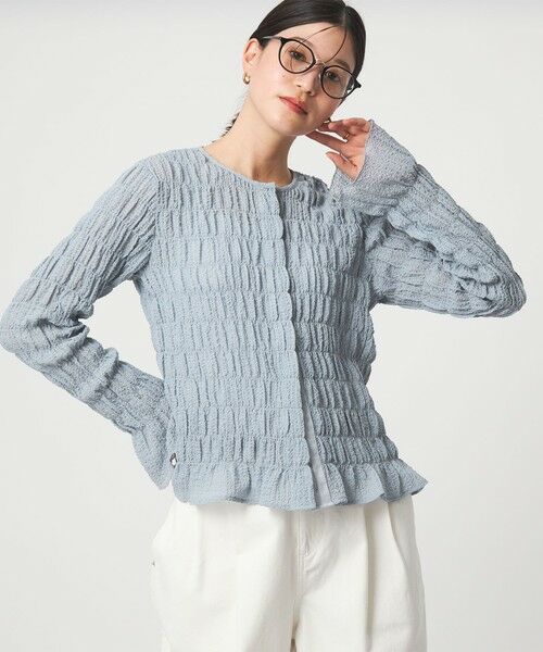 green label relaxing / グリーンレーベル リラクシング カーディガン・ボレロ | 【WEB限定】＜at ease＞シアー サッカーライク クルーネック カーディガン | 詳細18