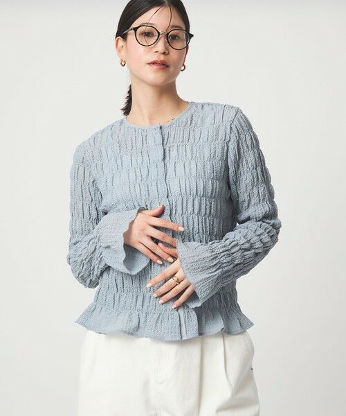 green label relaxing / グリーンレーベル リラクシング カーディガン・ボレロ | 【WEB限定】＜at ease＞シアー サッカーライク クルーネック カーディガン | 詳細19