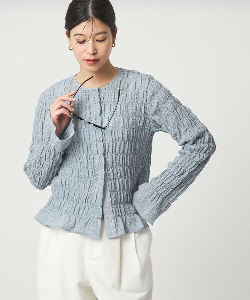 green label relaxing / グリーンレーベル リラクシング カーディガン・ボレロ | 【WEB限定】＜at ease＞シアー サッカーライク クルーネック カーディガン | 詳細22