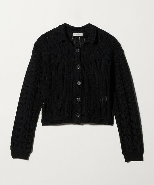 green label relaxing / グリーンレーベル リラクシング カーディガン・ボレロ | メッシュ ポロカーディガン ウォッシャブル（BLACK）