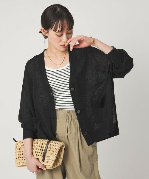green label relaxing / グリーンレーベル リラクシング カーディガン・ボレロ | フレンチリネン Vネック カーディガン ウォッシャブル | 詳細2