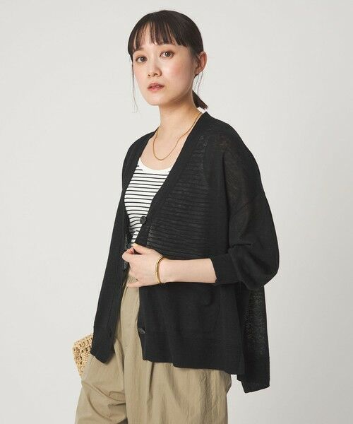 green label relaxing / グリーンレーベル リラクシング カーディガン・ボレロ | フレンチリネン Vネック カーディガン ウォッシャブル | 詳細3