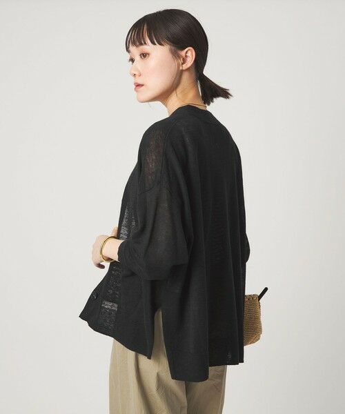 green label relaxing / グリーンレーベル リラクシング カーディガン・ボレロ | フレンチリネン Vネック カーディガン ウォッシャブル | 詳細4