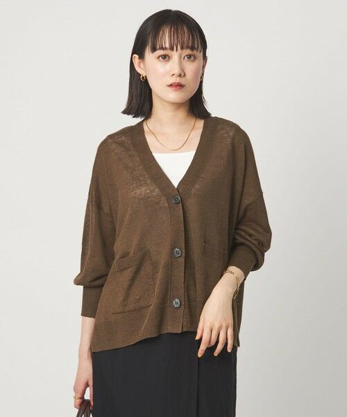 green label relaxing / グリーンレーベル リラクシング カーディガン・ボレロ | フレンチリネン Vネック カーディガン ウォッシャブル | 詳細13