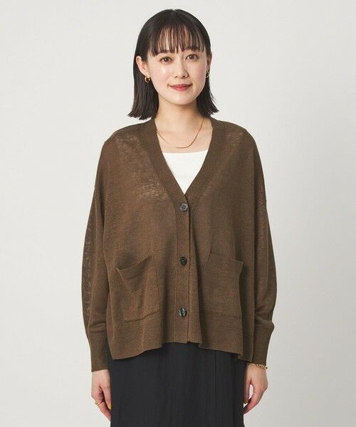 green label relaxing / グリーンレーベル リラクシング カーディガン・ボレロ | フレンチリネン Vネック カーディガン ウォッシャブル | 詳細17