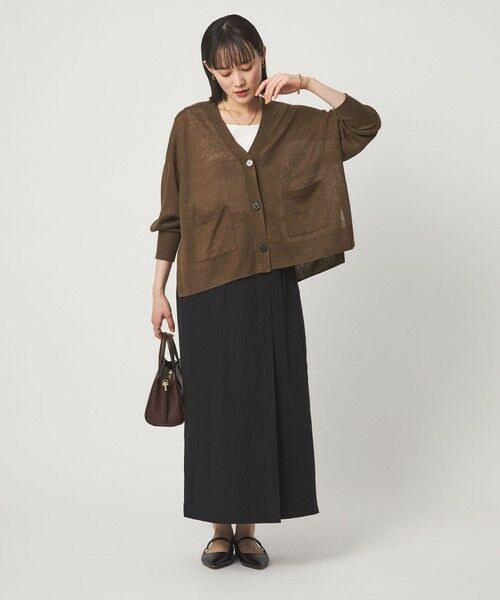 green label relaxing / グリーンレーベル リラクシング カーディガン・ボレロ | フレンチリネン Vネック カーディガン ウォッシャブル | 詳細16