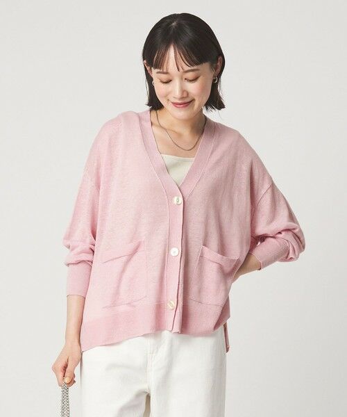 green label relaxing / グリーンレーベル リラクシング カーディガン・ボレロ | フレンチリネン Vネック カーディガン ウォッシャブル | 詳細25