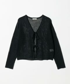 green label relaxing / グリーンレーベル リラクシング カーディガン・ボレロ | メッシュ リボン Vネック カーディガン