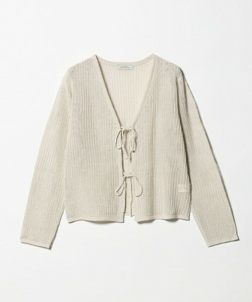green label relaxing / グリーンレーベル リラクシング カーディガン・ボレロ | メッシュ リボン Vネック カーディガン（NATURAL）