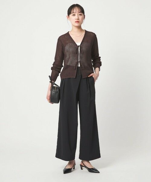 green label relaxing / グリーンレーベル リラクシング カーディガン・ボレロ | メッシュ リボン Vネック カーディガン | 詳細6