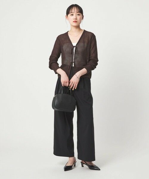 green label relaxing / グリーンレーベル リラクシング カーディガン・ボレロ | メッシュ リボン Vネック カーディガン | 詳細7