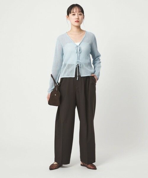 green label relaxing / グリーンレーベル リラクシング カーディガン・ボレロ | メッシュ リボン Vネック カーディガン | 詳細18