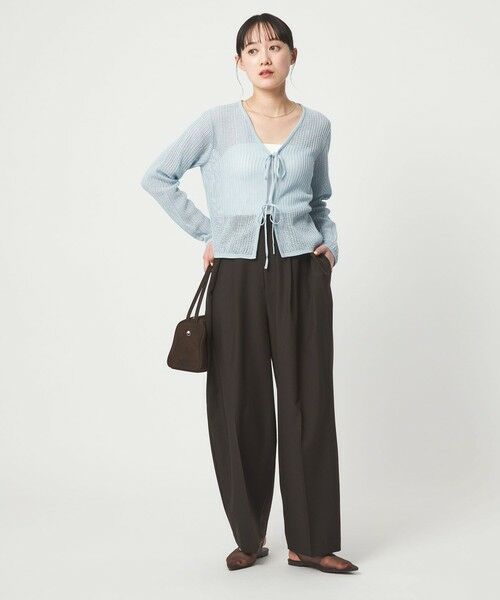 green label relaxing / グリーンレーベル リラクシング カーディガン・ボレロ | メッシュ リボン Vネック カーディガン | 詳細19