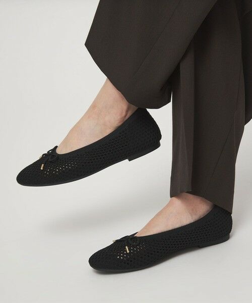 green label relaxing / グリーンレーベル リラクシング フラットシューズ | ウェルネスシアー バレエシューズ / ニットシューズ（BLACK）