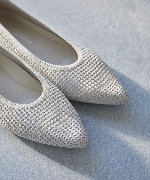 green label relaxing / グリーンレーベル リラクシング フラットシューズ | ウェルネスシアー ポインテッド フラットシューズ / ニットシューズ（SILVER）
