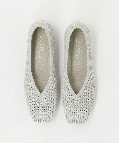 green label relaxing / グリーンレーベル リラクシング フラットシューズ | ウェルネスシアー スクエア V フラットシューズ / ニットシューズ（SILVER）