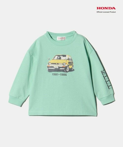 green label relaxing / グリーンレーベル リラクシング カットソー | 【別注】＜URBAMENT＞Honda ロングスリーブ Tシャツ / キッズ 100cm-130cm（LIME）