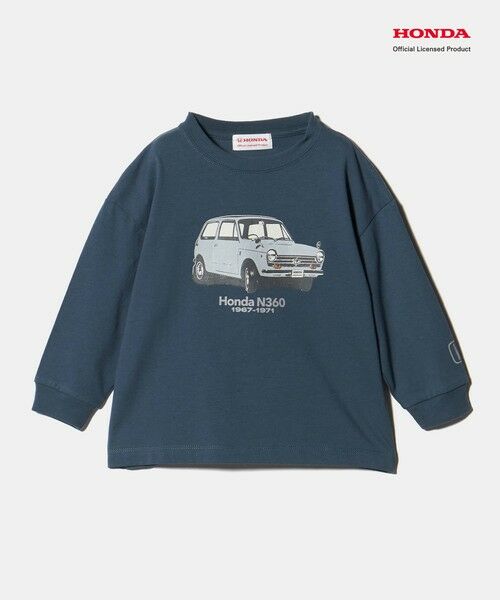 green label relaxing / グリーンレーベル リラクシング カットソー | 【別注】＜URBAMENT＞Honda ロングスリーブ Tシャツ / キッズ 100cm-130cm（NAVY）