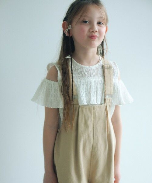 green label relaxing / グリーンレーベル リラクシング シャツ・ブラウス | 【COOL CHIC GIRLS STYLE】ラッフルショートスリーブ / キッズ  120cm-160cm（WHITE）