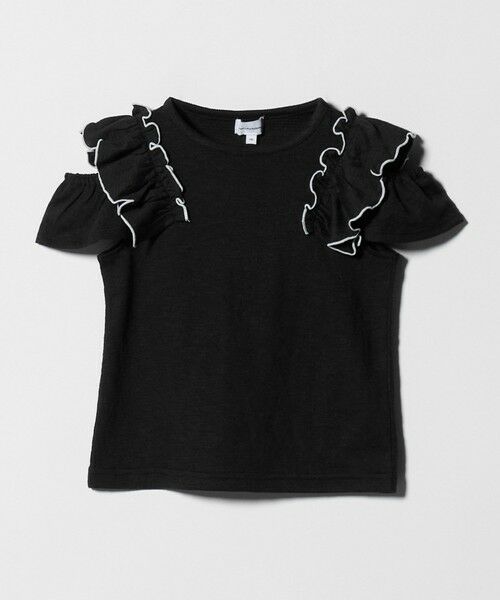 green label relaxing / グリーンレーベル リラクシング カットソー | ショルダースリット フリルTシャツ / キッズ  100cm-130cm（BLACK）