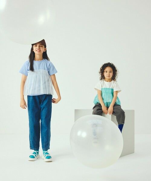 green label relaxing / グリーンレーベル リラクシング カットソー | 【スタメンシリーズ】チュールドッキング Tシャツ / キッズ  100cm-160cm UVカット 接触冷感  吸水速乾 | 詳細2