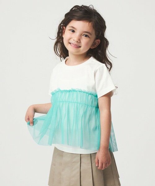 green label relaxing / グリーンレーベル リラクシング カットソー | 【スタメンシリーズ】チュールドッキング Tシャツ / キッズ  100cm-160cm UVカット 接触冷感  吸水速乾 | 詳細3