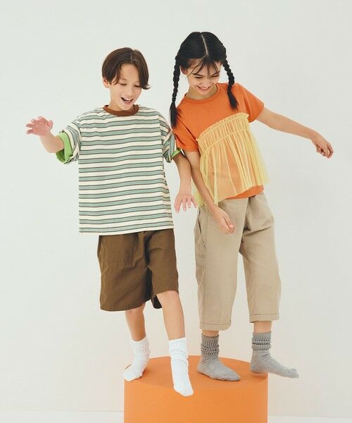 green label relaxing / グリーンレーベル リラクシング カットソー | 【スタメンシリーズ】チュールドッキング Tシャツ / キッズ  100cm-160cm UVカット 接触冷感  吸水速乾 | 詳細6