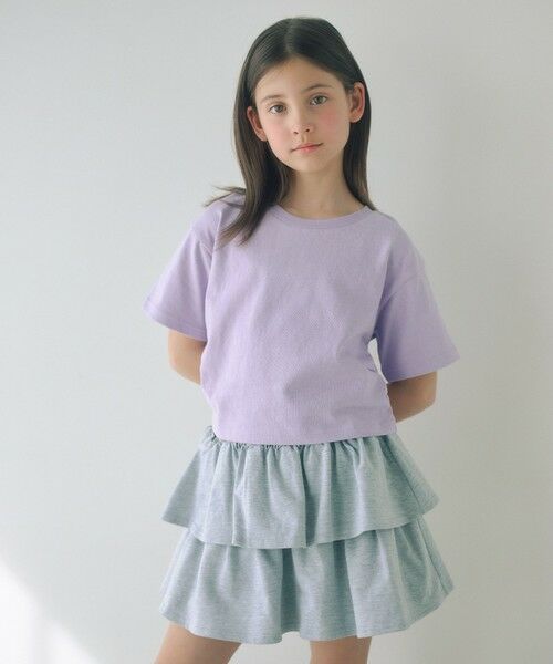 green label relaxing / グリーンレーベル リラクシング カットソー | 【WEB限定】サイドギャザー チビ Tシャツ 100cm-160cm（LILAC）