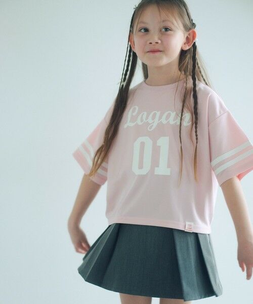 green label relaxing / グリーンレーベル リラクシング カットソー | 【別注】＜LOGAN knitting mills＞ナンバリング Tシャツ / キッズ  120cm-160cm（LT.PINK）