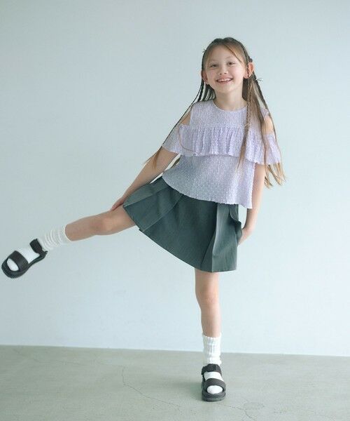 green label relaxing / グリーンレーベル リラクシング ショート・ハーフ・半端丈パンツ | 【COOL CHIC GIRLS STYLE】プリーツ スカパン / キッズ  120cm-160cm（DK.GRAY）