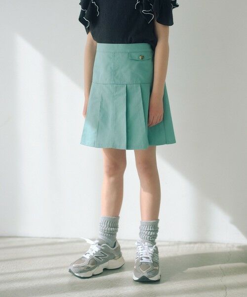 green label relaxing / グリーンレーベル リラクシング ロング・マキシ丈スカート | ツイルプリーツ キュロット スカート / キッズ  100cm-160cm（LIME）