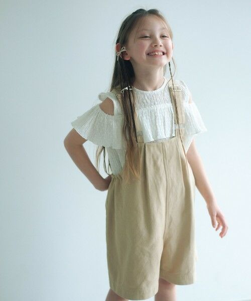 green label relaxing / グリーンレーベル リラクシング サロペット・オールインワン | 【COOL CHIC GIRLS STYLE】サロペット ショーツ / キッズ  120cm-160cm（BEIGE）