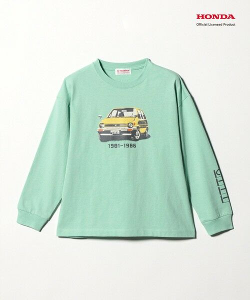 green label relaxing / グリーンレーベル リラクシング カットソー | 【別注】＜URBAMENT＞Honda ロングスリーブ Tシャツ / キッズ 140cm-150cm（LIME）