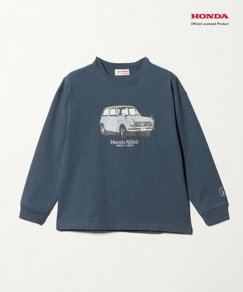 green label relaxing / グリーンレーベル リラクシング カットソー | 【別注】＜URBAMENT＞Honda ロングスリーブ Tシャツ / キッズ 140cm-150cm（NAVY）