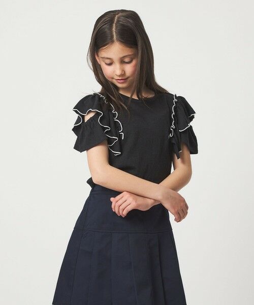 green label relaxing / グリーンレーベル リラクシング カットソー | ショルダースリット フリルTシャツ / キッズ  140cm-160cm | 詳細3