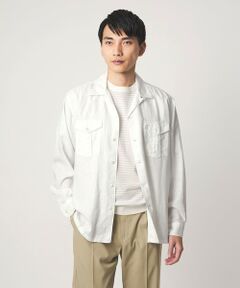 green label relaxing / グリーンレーベル リラクシング シャツ・ブラウス | レーヨン リネン フラップポケット オープンカラー シャツ