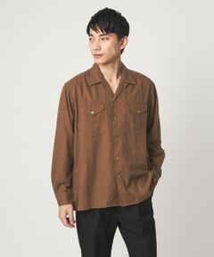 green label relaxing / グリーンレーベル リラクシング シャツ・ブラウス | レーヨン リネン フラップポケット オープンカラー シャツ