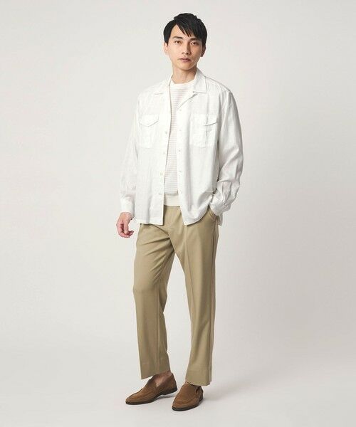 green label relaxing / グリーンレーベル リラクシング シャツ・ブラウス | レーヨン リネン フラップポケット オープンカラー シャツ | 詳細1