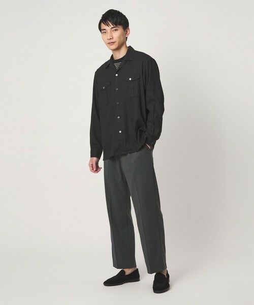 green label relaxing / グリーンレーベル リラクシング シャツ・ブラウス | レーヨン リネン フラップポケット オープンカラー シャツ | 詳細3