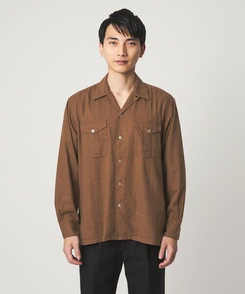 green label relaxing / グリーンレーベル リラクシング シャツ・ブラウス | レーヨン リネン フラップポケット オープンカラー シャツ | 詳細6