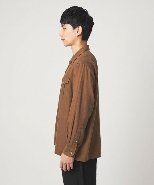 green label relaxing / グリーンレーベル リラクシング シャツ・ブラウス | レーヨン リネン フラップポケット オープンカラー シャツ | 詳細7