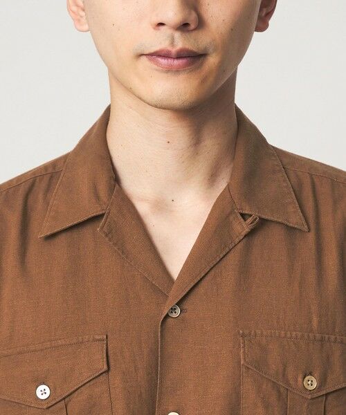 green label relaxing / グリーンレーベル リラクシング シャツ・ブラウス | レーヨン リネン フラップポケット オープンカラー シャツ | 詳細9